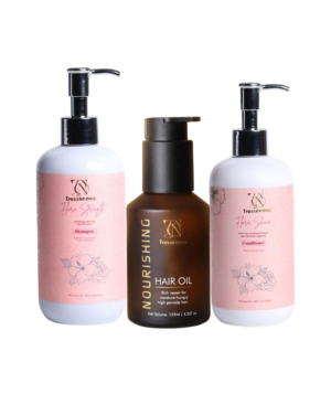 Flora Strength Shampoo & Flora Shine Conditioner & Tressénova High Porosity Hair Oil