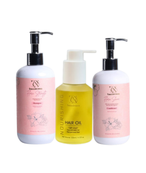 Flora Strength Shampoo & Flora Shine Conditioner & Tressénova Low Porosity Hair Oil